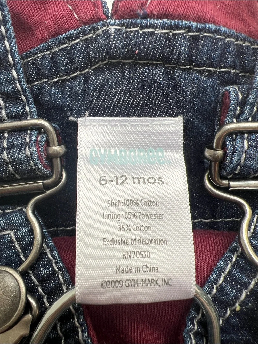 Gymboree Dark Blue Denim Overalls with Maroon Trim